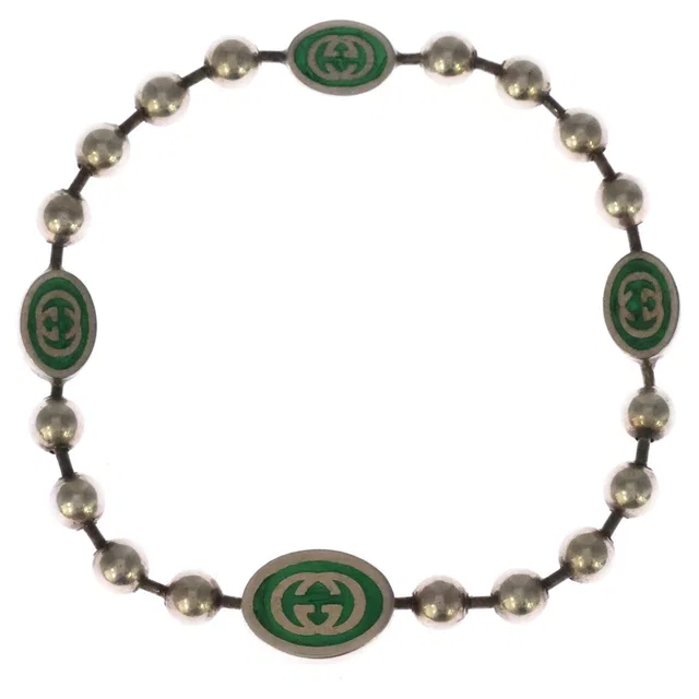Gucci Interlocking G Enamel Ball Chain Bracelet Silver Green in Green from The Reluxe, photo 1 of 1