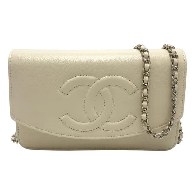 Chanel Shoulder Bag CC Logo Caviar Leather Cream White in White Caviar leather from The Reluxe, photo 1 of 1