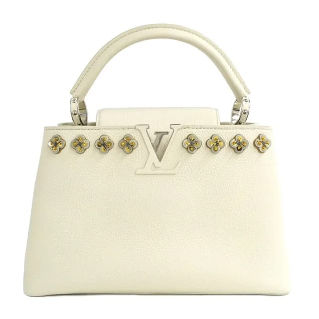 Louis Vuitton Capucines PM Flower Beads White Taurillon Leather Handbag 2-Way in White Leather from The Reluxe, photo 1 of 1
