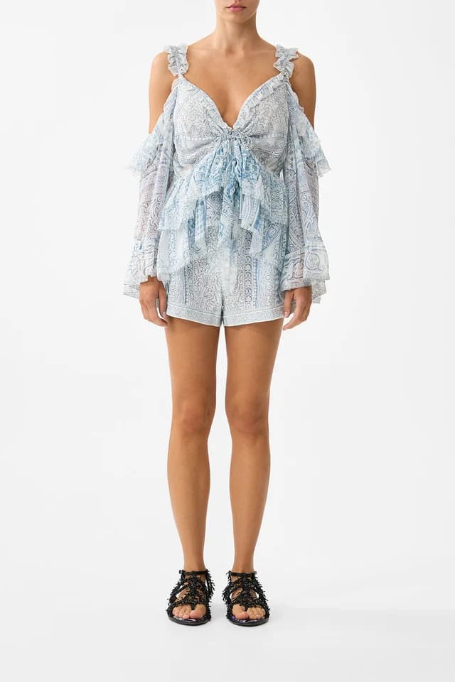 Camilla eBoutique COLD SHOULDER RUFFLE TOP THE HUM OF THE ALHAMBRA, image 1 of 1 from CAMILLA