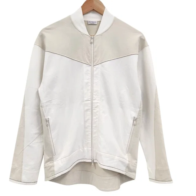 Brunello Cucinelli Monile Decoration Zip Up Jacket White Beige Spring Summer M in White from The Reluxe, photo 1 of 1