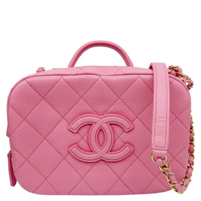 Chanel Interlocking CC Quilted Caviar Leather Vanity Shoulder Bag Pink in Pink Caviar leather from Dallas Designer Handbags, photo 1 of 1