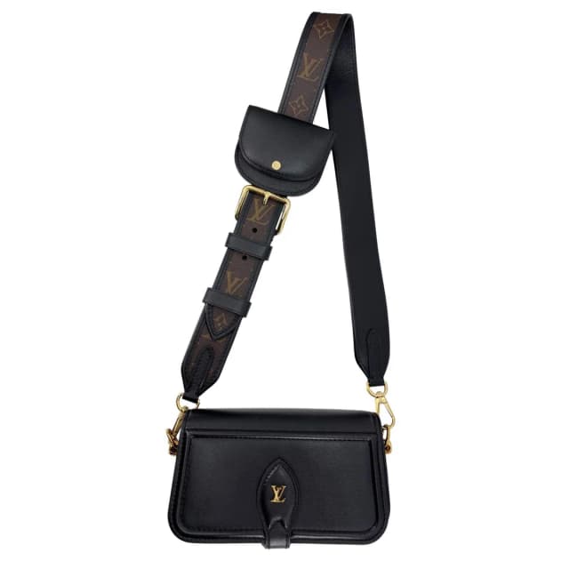 Louis Vuitton Officier Pouch Calfskin Leather Shoulder Bag Black in Black Calfskin from Dallas Designer Handbags, photo 1 of 1