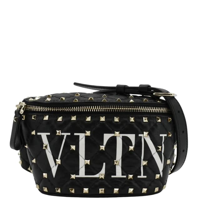 Valentino Garavani VLTN Rockstud Spike Quilted Leather Bum Bag Black in Black Leather from Dallas Designer Handbags, photo 1 of 1