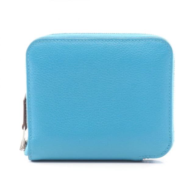 Hermès Round Wallet Azap Compact Silk In Blue Zanzibar Leather in Blue Silk from The Reluxe, photo 1 of 1