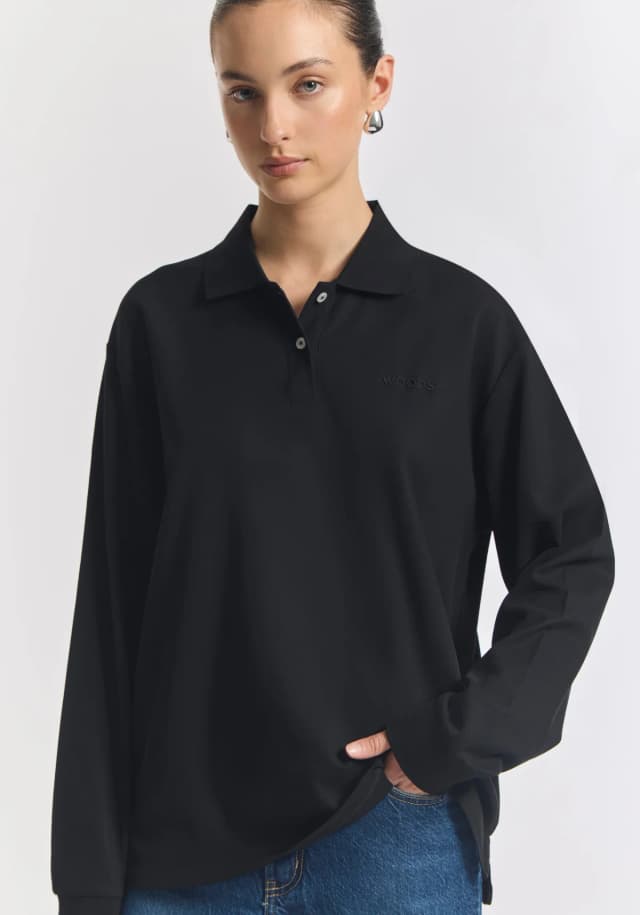 VIKTORIA & WOODS Beckett Polo in BLACK, image 1 of 1 from Viktoria & Woods