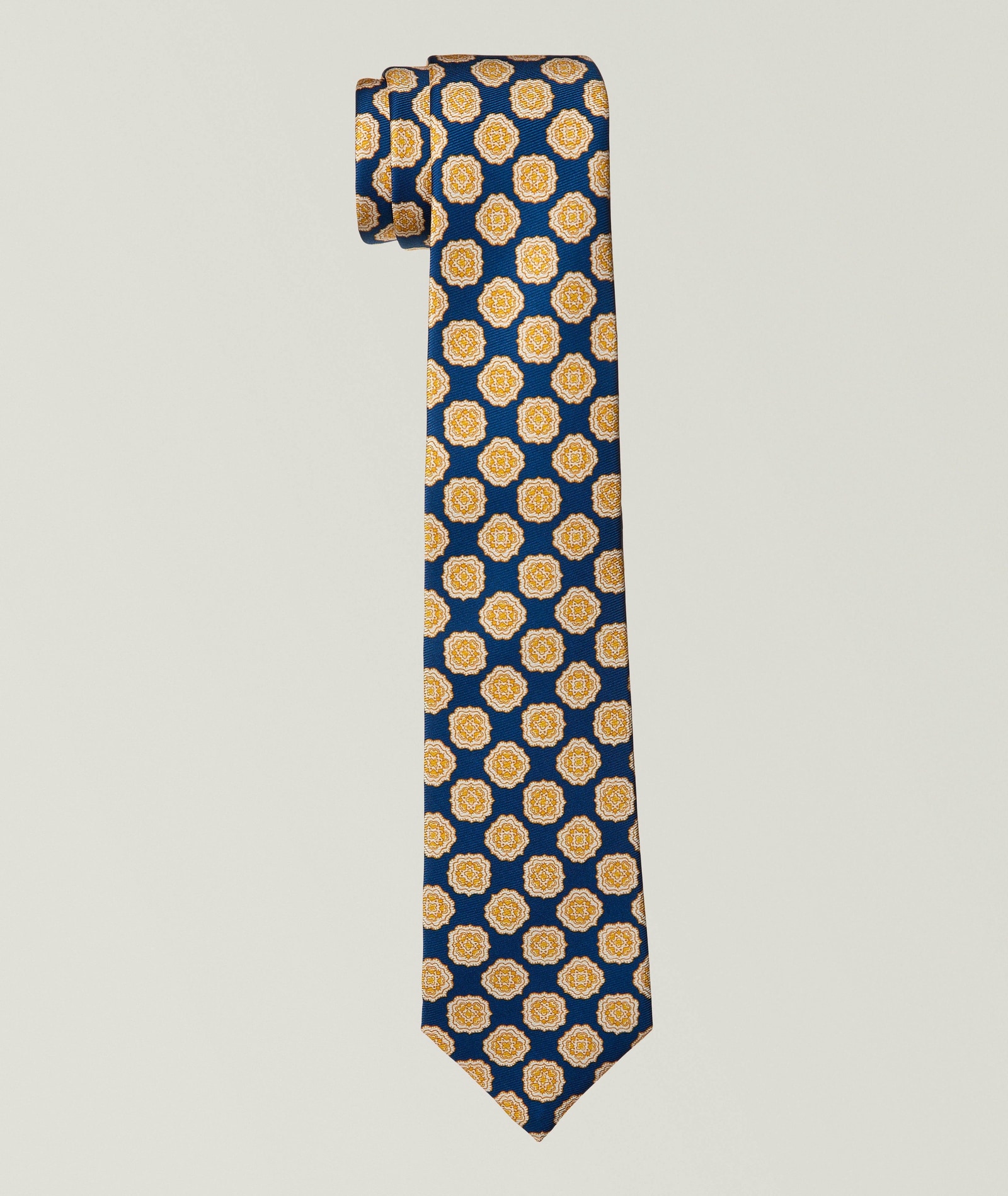 Kiton Medallion Silk Tie in Blue, image 1 of 1 from Harry Rosen
