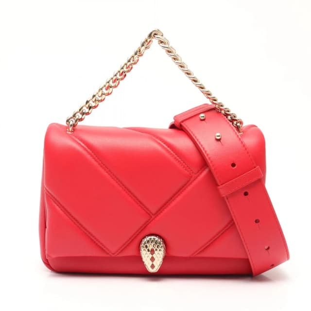 Bvlgari Handbag Serpenti Cabochon 2-Way Red Leather Shoulder Bag Small in Red Leather from The Reluxe, photo 1 of 1