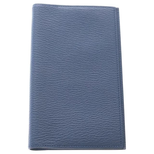 Hermès Agenda Vision 2 Blue Agate Chevre Mysore Leather Notebook Cover Silver in Blue Goatskin from The Reluxe, photo 1 of 1