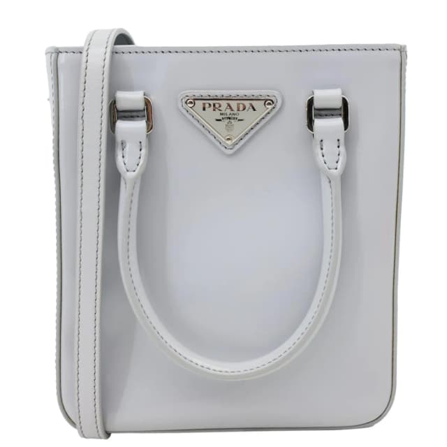 Prada Mini Spazzolato Leather Tote Bag Grey in Grey Leather from Dallas Designer Handbags, photo 1 of 1
