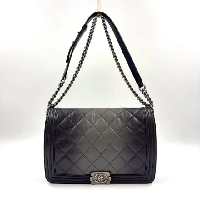 Chanel Boy Large Chezblanc Chain Shoulder Bag Leather Black in Black Leather from The Reluxe, photo 1 of 1