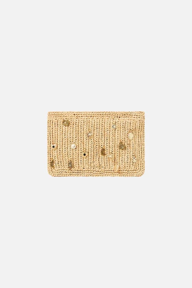 Camilla eBoutique RAFFIA CLUTCH WITH CHARMS NATURAL, image 1 of 1 from CAMILLA