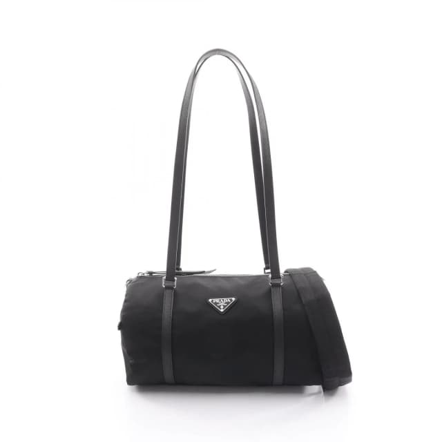 Prada Shoulder Bag Tessuto Saffian Duffle 2-Way Black Nylon Saffiano Leather in Black Saffiano leather from The Reluxe, photo 1 of 1