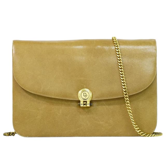 Dior Leather Chain Shoulder Bag Pochette Beige in Beige Leather from The Reluxe, photo 1 of 1