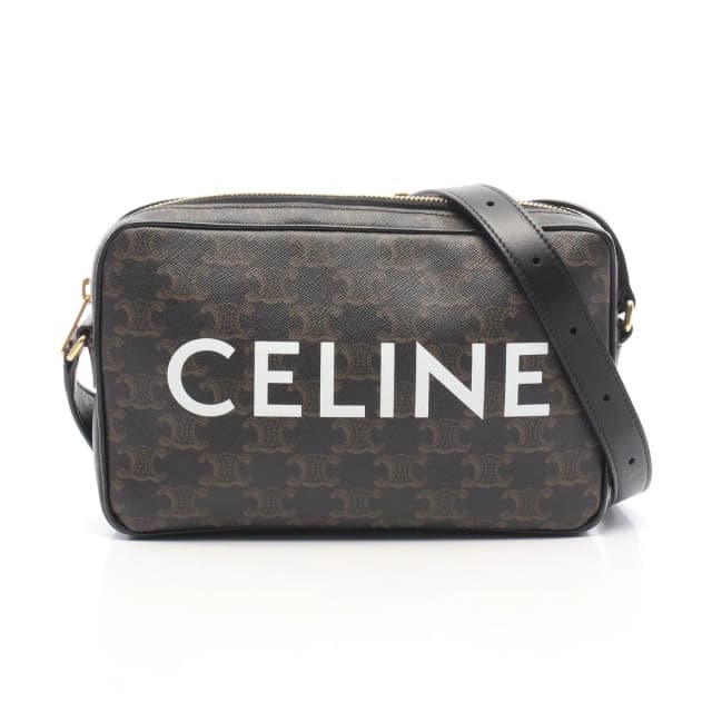 Celine Shoulder Bag Triomphe Medium Black Brown White Leather in Black Leather from The Reluxe, photo 1 of 1