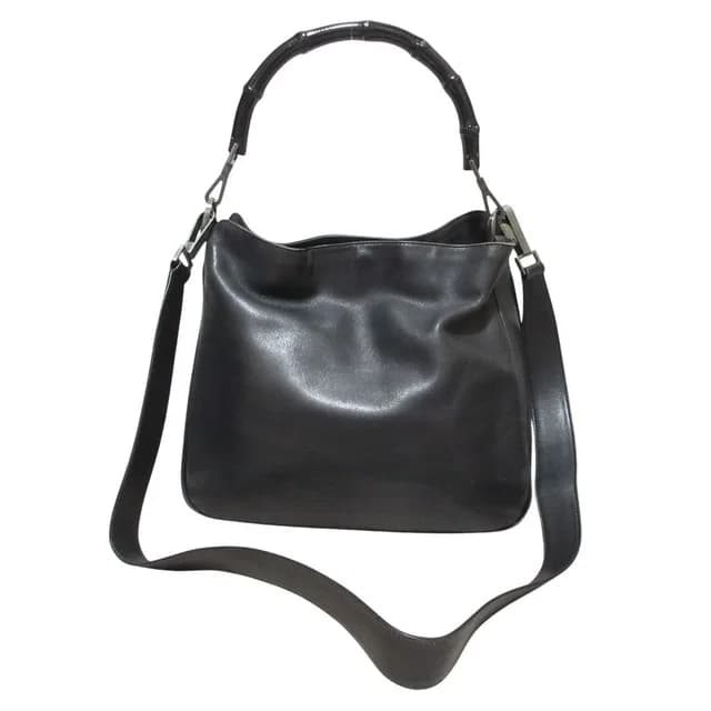 Gucci Bamboo Handle Leather 2-Way Shoulder Bag 001 Black in Black Leather from The Reluxe, photo 1 of 1