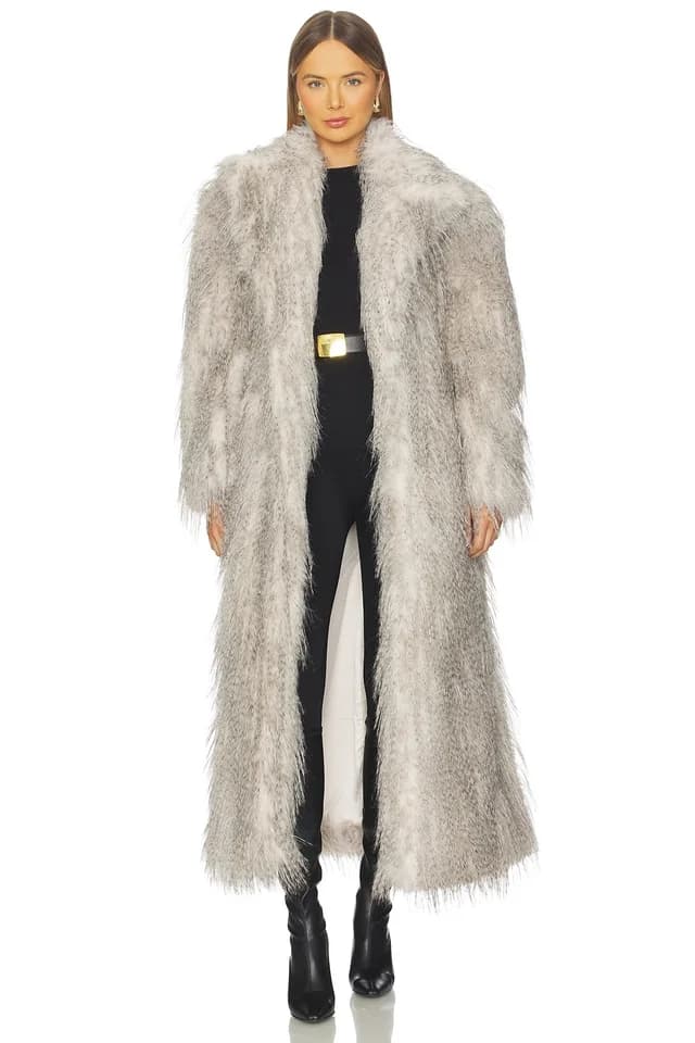 AKNVAS x REVOLVE Duke Faux Fur Coat in White & Grey, image 1 of 1 from REVOLVE (Canada)