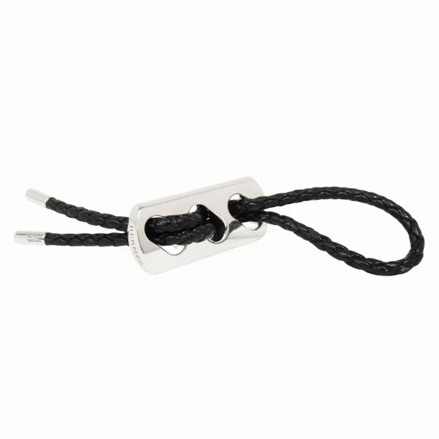 Hermès Key Holder Key Ring Charm Braided Leather Silver Black in Black Leather from The Reluxe, photo 1 of 1