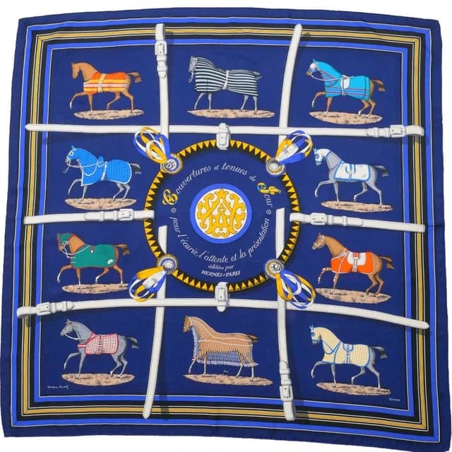 Hermès Couvertures Et Tenues de Jour Horsewear Carre 90 Scarf Total Silk Shawl in Silk from The Reluxe, photo 1 of 1