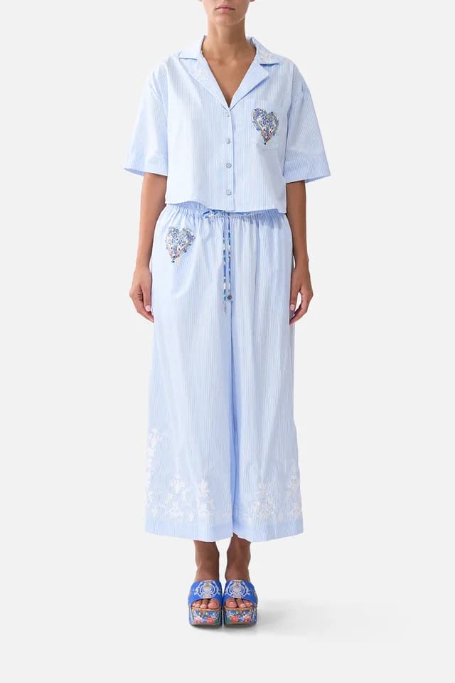 Camilla eBoutique CROPPED CAMP COLLAR BLOUSE OTTOMAN OPULENCE, image 1 of 1 from CAMILLA