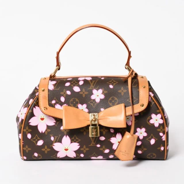 Louis Vuitton Sac Retro PM Handbag Monogram Cherry Blossom Brown Pink in Brown Leather from The Reluxe, photo 1 of 1