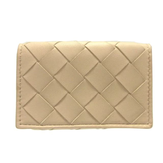 Bottega Veneta Intrecciato Leather Beige Bordeaux Compact Wallet in Beige Woven leather from The Reluxe, photo 1 of 1