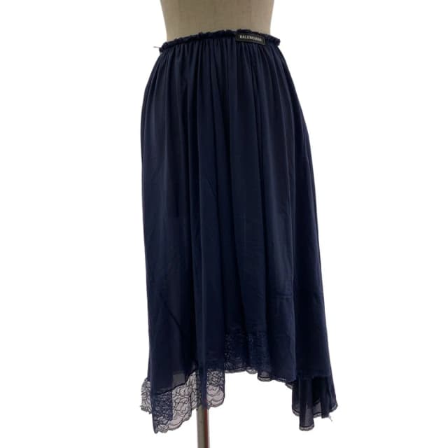 Balenciaga Waist Logo Lace Docking Long Skirt 34 Navy in Navy from The Reluxe, photo 1 of 1