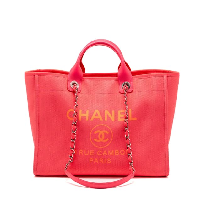Chanel Large Deauville Tote Shopping Bag Canvas/Calfskin Hot Pink SHW in Pink Calfskin from EMIER, photo 1 of 1