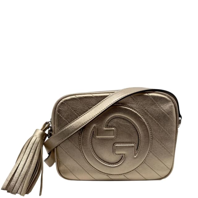 Gucci Blondie Small Leather Camera Crossbody Bag Gold 742360 in Gold Leather from Dallas Designer Handbags, photo 1 of 1
