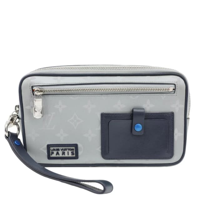 Louis Vuitton Satellite Alpha Monogram Canvas Clutch Bag Silver in Silver Coated canvas from Dallas Designer Handbags, photo 1 of 1