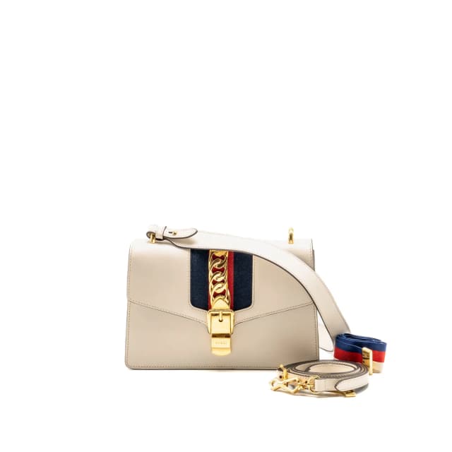 Gucci Medium Sylvie Shoulder Bag Calfskin White GHW in White Calfskin from EMIER, photo 1 of 1