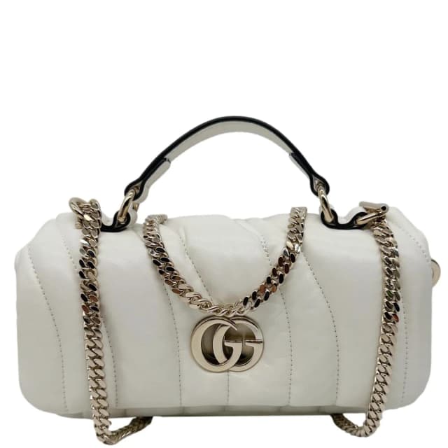 Gucci GG Milano Mini Leather Top Handle Shoulder Bag Off White 806017 in White Leather from Dallas Designer Handbags, photo 1 of 1