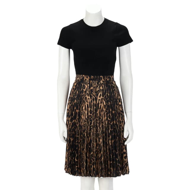 Burberry Animal Print Pleated Skirt UK 6 in Brown from Blue Spinach, photo 1 of 1