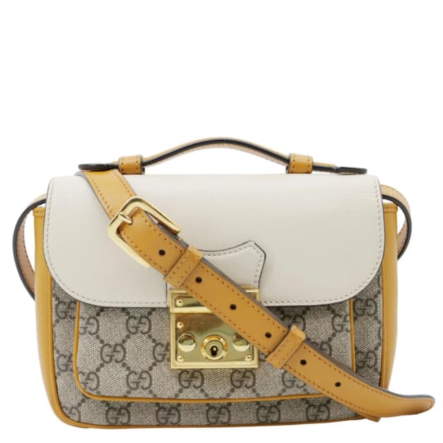 Gucci Padlock Front Pocket Flap Mini GG Canvas Shoulder Bag Beige 658487 in Beige Canvas from Dallas Designer Handbags, photo 1 of 1