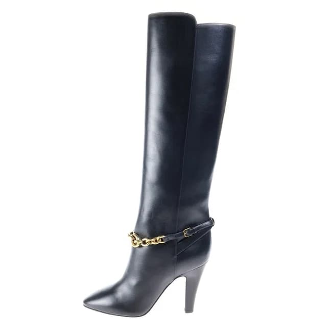 Saint Laurent Le Maillon 95 Boots le High Heels Leather Black in Black Leather from The Reluxe, photo 1 of 1