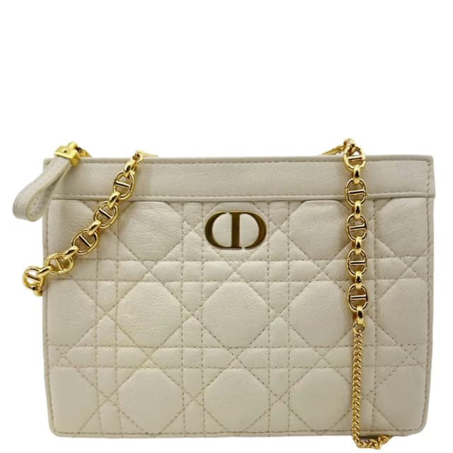 Dior Caro Every Pouch Supple Cannage Leather Crossbody Bag Off White in White Leather from Dallas Designer Handbags, photo 1 of 1