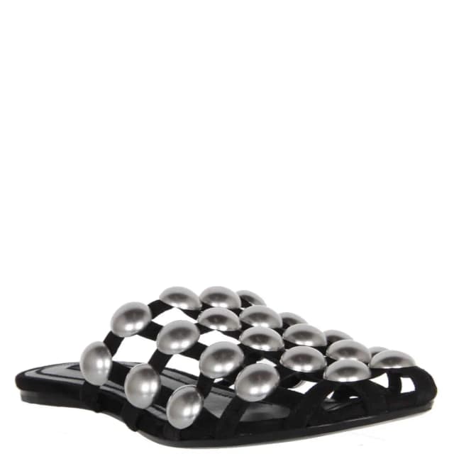 Alexander Wang Amelia Studded Flats Suede, Black/Rhodium, image 1 of 1 from Cultstatus