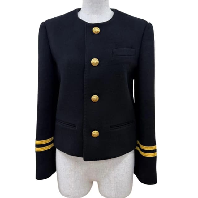 Celine 100% Spencer Captain Jacket Collarless Black 34 in Black Cashmere from The Reluxe, photo 1 of 1