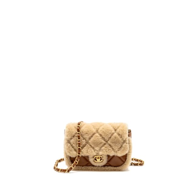 Chanel Mini Shearling Flap Bag Lambskin Dark Brown GHW (Microchip) in Brown Lambskin from EMIER, photo 1 of 1