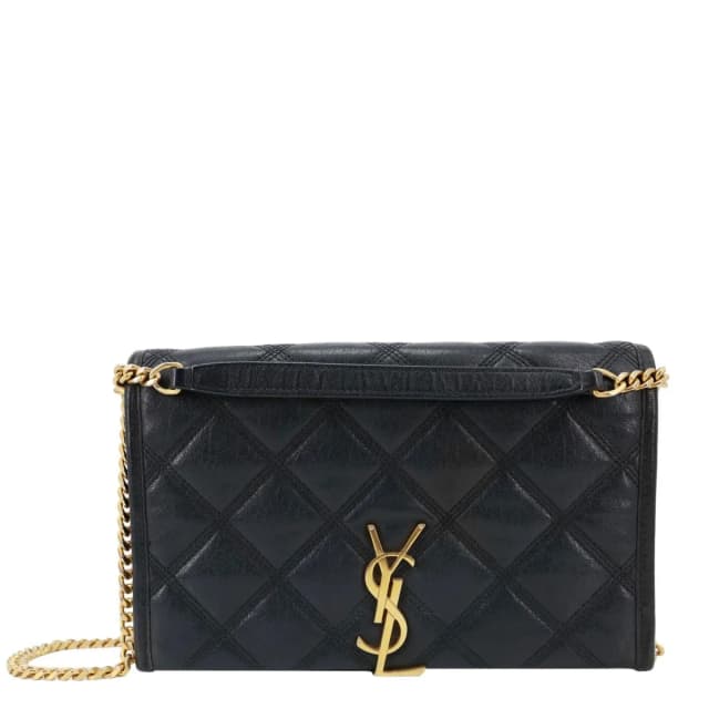 Saint Laurent Becky Quilted Leather Crossbody Chain Wallet Black in Black Leather from Dallas Designer Handbags, photo 1 of 1