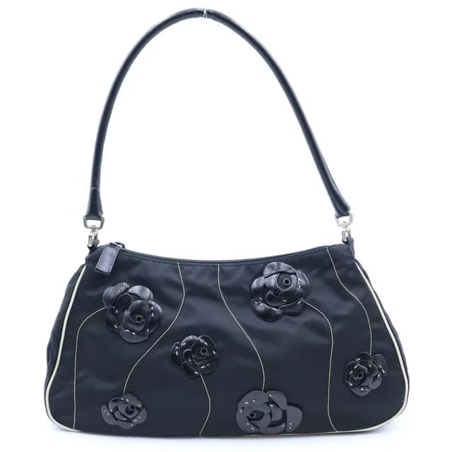 Prada Leather Flower Bag Black Nylon Silver in Black Nylon from The Reluxe, photo 1 of 1