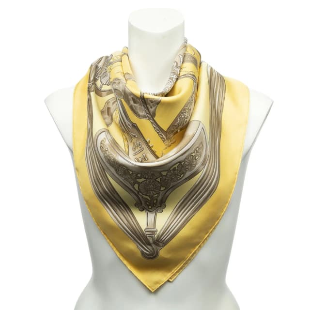 Hermès Scarf Yellow Blanc's Twill Silk in White Silk from The Reluxe, photo 1 of 1