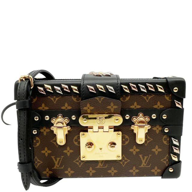Louis Vuitton Studded Petite Malle Monogram Canvas Shoulder Bag Brown in Brown Coated canvas from Dallas Designer Handbags, photo 1 of 1