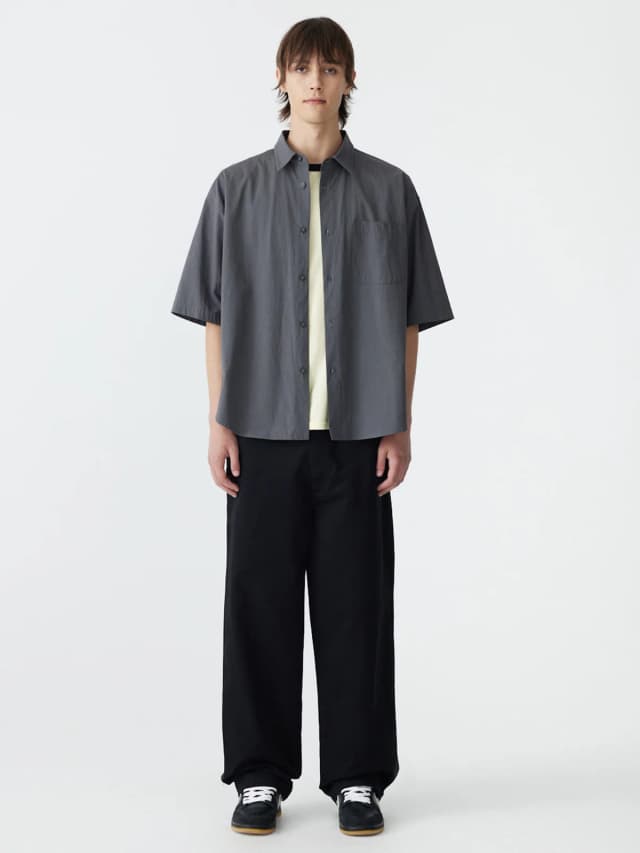 Bassike Crushed Cotton Short Sleeve Shirt, image 1 of 1 from bassike