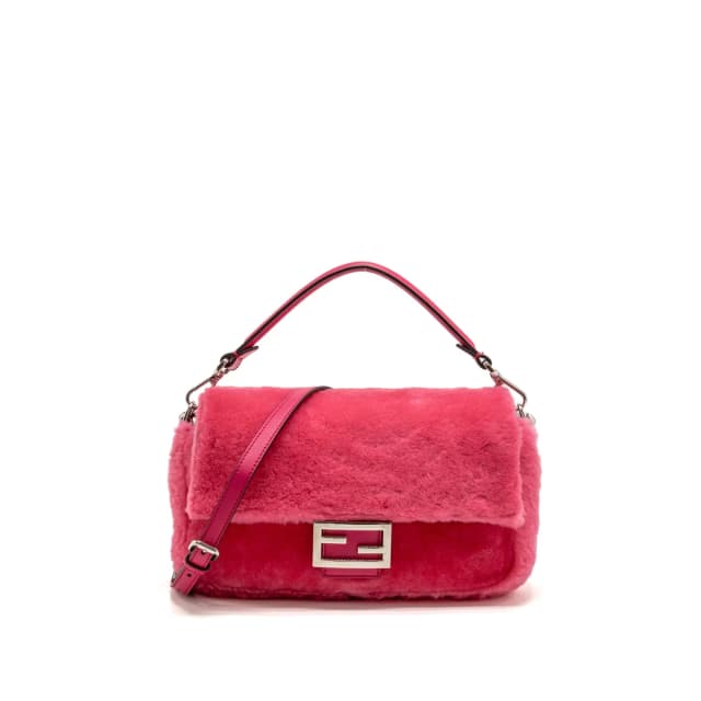 Fendi baguette bag shearling Nappa lambskin Pink SHW in Pink Lambskin from EMIER, photo 1 of 1