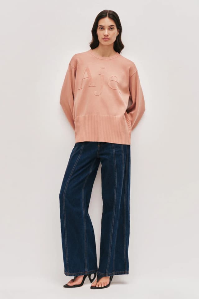 AJE Tylor Logo Jumper in STONE ROSE, image 1 of 1 from Aje