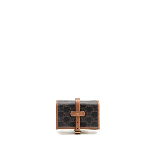 Celine Jewellery Pouch In Triomphe Canvas / Calfskin Tan GHW in Brown Calfskin from EMIER, photo 1 of 1