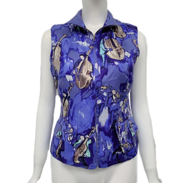 Hermès Concerto Vest 38 Blue in Blue Silk from The Reluxe, photo 1 of 1