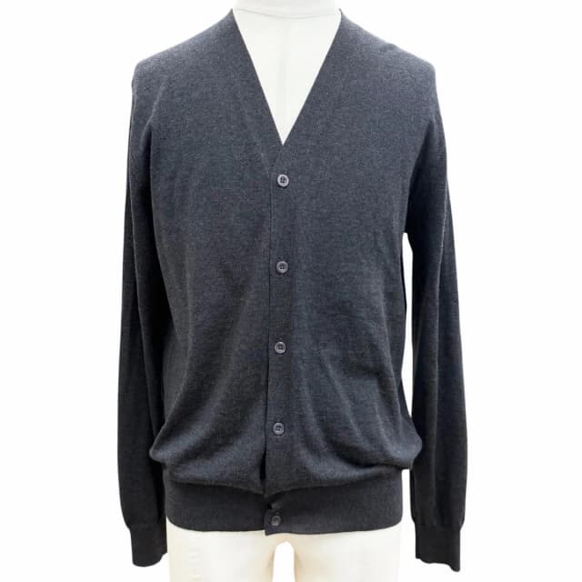 Prada 100% Virgin Wool Neck High Gee Knit Cardigan Dark Gray 50 in Grey Wool from The Reluxe, photo 1 of 1