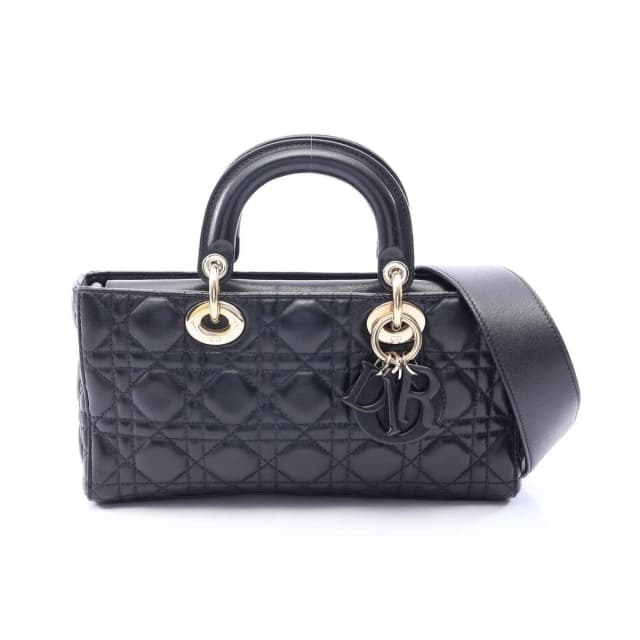 Dior Handbag Lady D-joy Medium Cannage 2-Way Black Leather Bag in Black Leather from The Reluxe, photo 1 of 1
